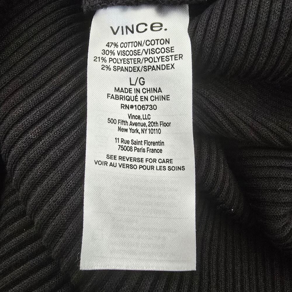 Vince Black Ribbed Knit Midi Skirt Pull-On Stretch Minimalist Size L - Picture 4 of 4
